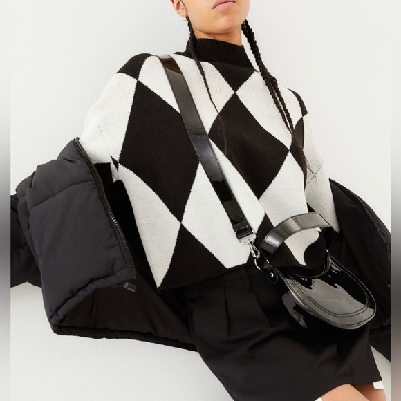 H&M Jacquard knit sweater black and white NWT - Picture 5 of 9